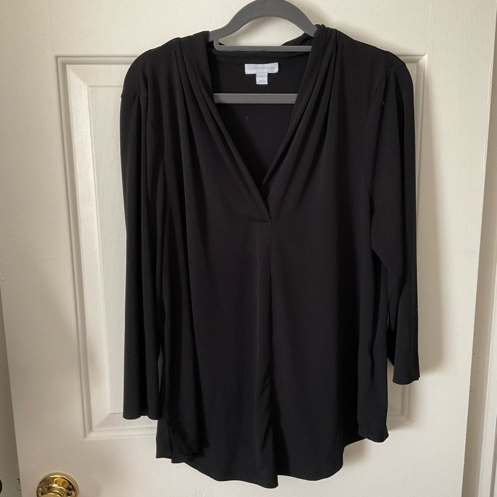 Charter Club Three Quarter Sleeve Blouse, Size Large